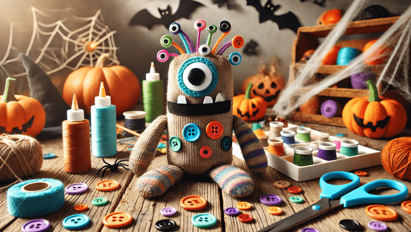 Halloween sock monster  DIY craft  spooky decoration  creative project  handmade monsters