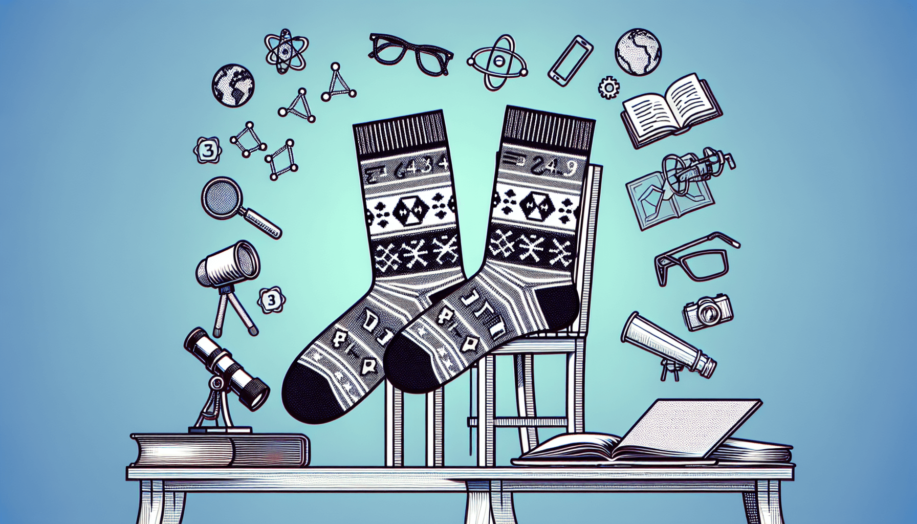 A pair of crew socks with diverse, vibrant, and symbolic designs.