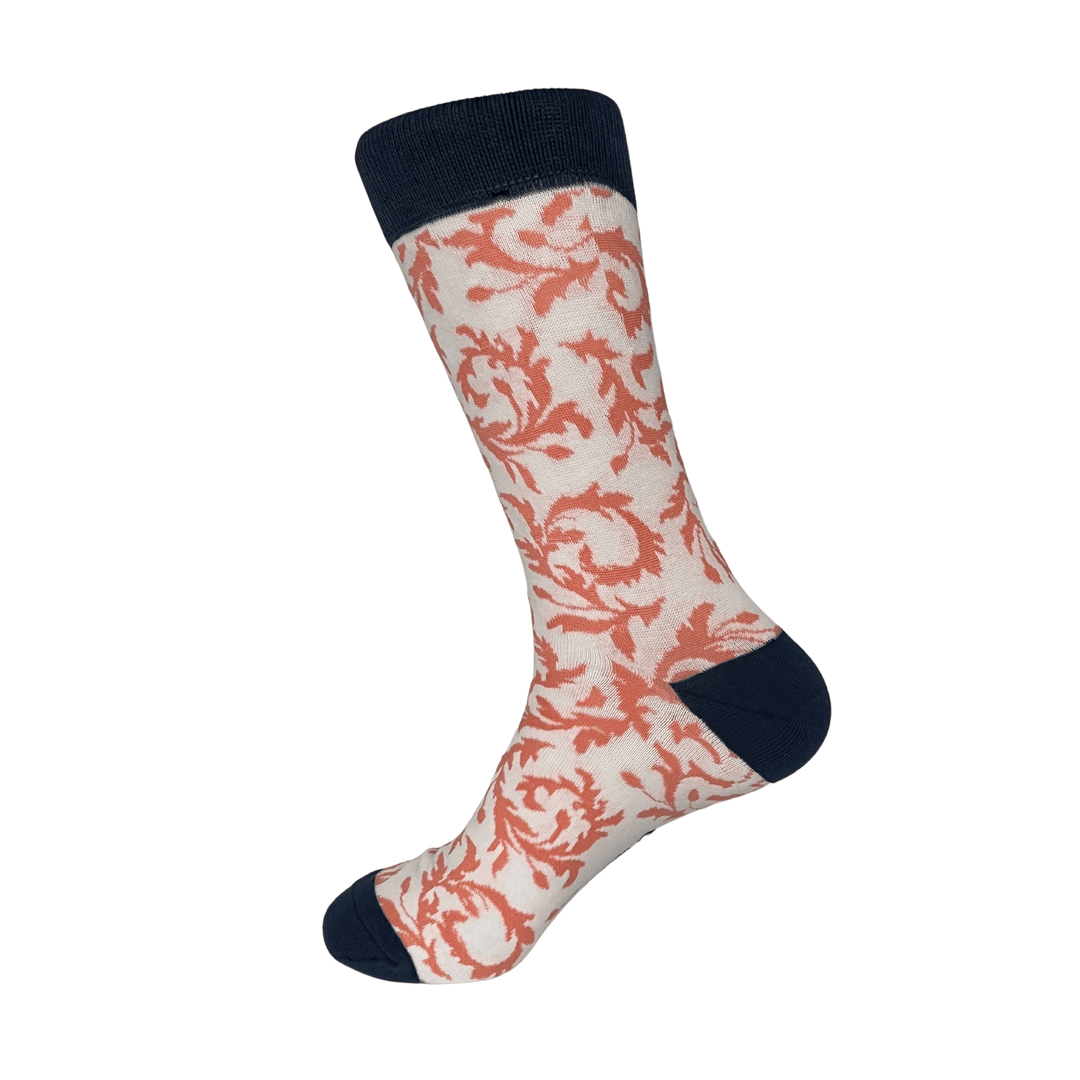 Damask Orange Socks | Premium Cotton Socks | Elegance and Comfort | Sophisticated Sock Design | UK Craftsmanship