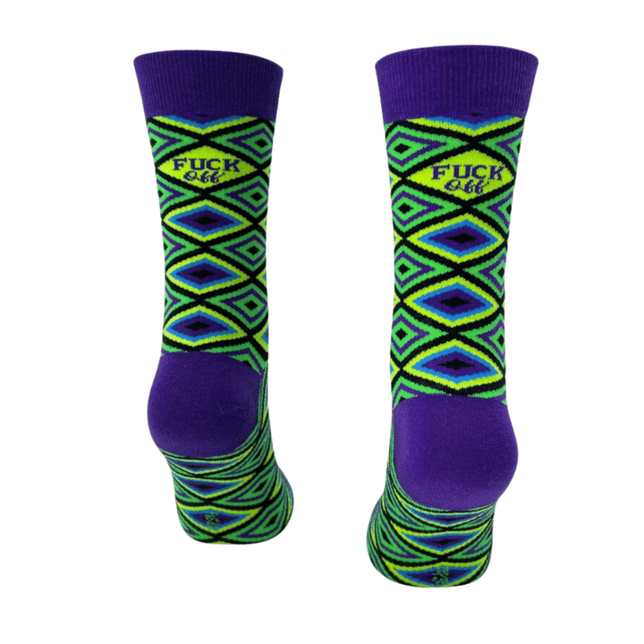 Rude socks | Men's novelty socks | Crew socks | Diamond pattern Women's socks