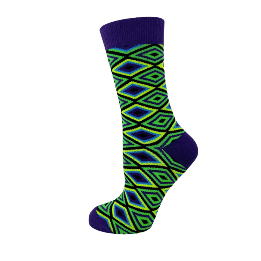 Funny socks | Women's novelty socks | Crew socks | Diamond pattern | Green socks | Rude socks | Novelty funny socks