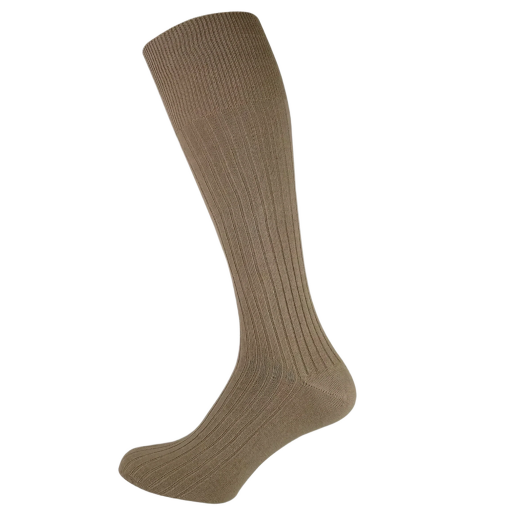 beige knee-high socks | 100% cotton socks | breathable socks | men's formal socks | premium cotton socks