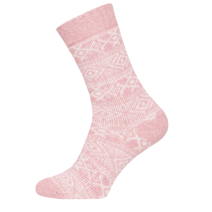 Norwegian Wool Socks | Pink and White Socks | Nordic Pattern Socks | Cozy Winter Socks | Sustainable Socks