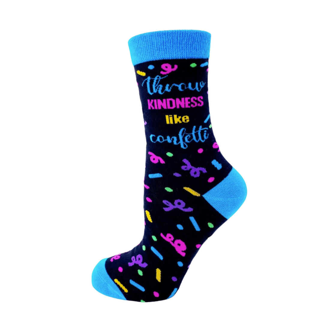 Kindness socks | Confetti  socks| Women's socks | Empowerment | Positivity Socks| Black party socks | Colourful socks | Elegant women Socks| Sock Snob