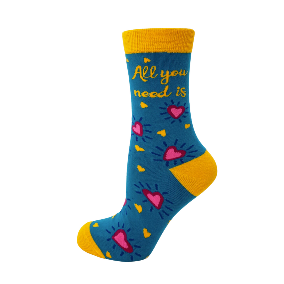 Love Socks | Hearts Socks | Women's socks | Teal Socks | Socks Mad | Mustard yellow Socks | Positivity | Sock Mad