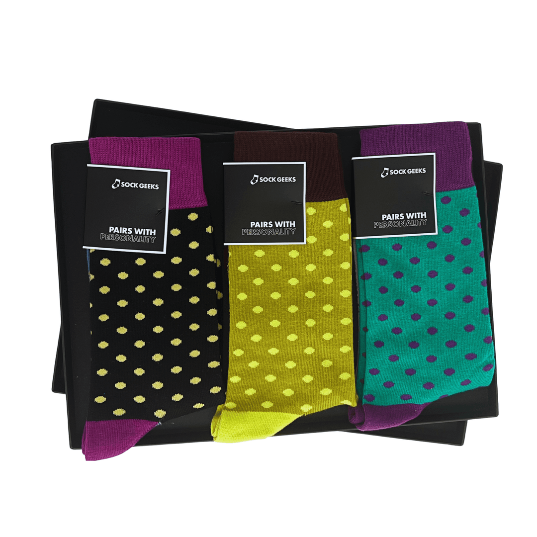 Men's socks | cotton socks | vibrant colors | Pin Polka collection | Sock geeks