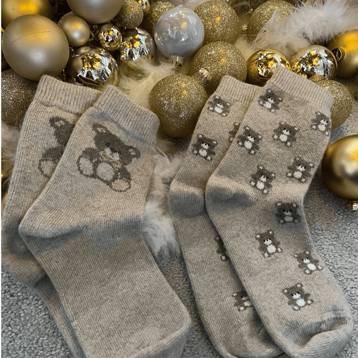 Women's Cashmere Blend Socks 2 Pack - Cream & Coffee in a Gift Box