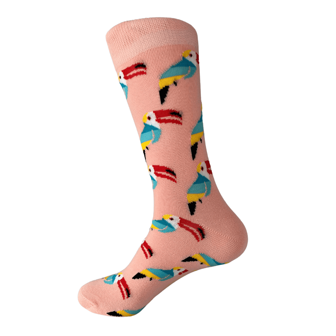 tropical toucan socks | Sock Geeks | playful footwear | high-quality cotton socks | 200-needle count socks 