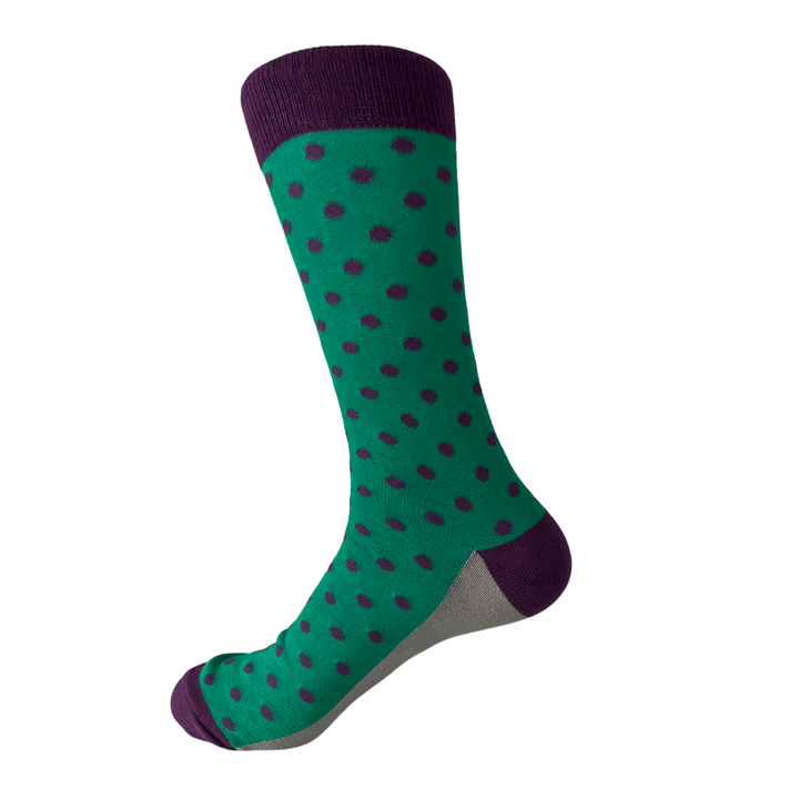 eal socks | purple polka dots | men's fashion | organic cotton socks | UK made socks | sock Geeks