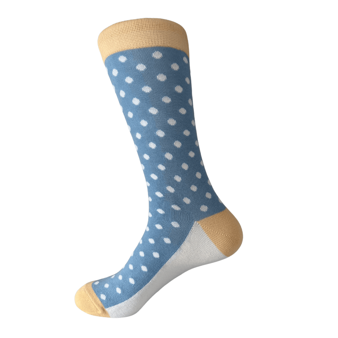 blue socks | white polka dots | women's stylish socks | Sock Geeks