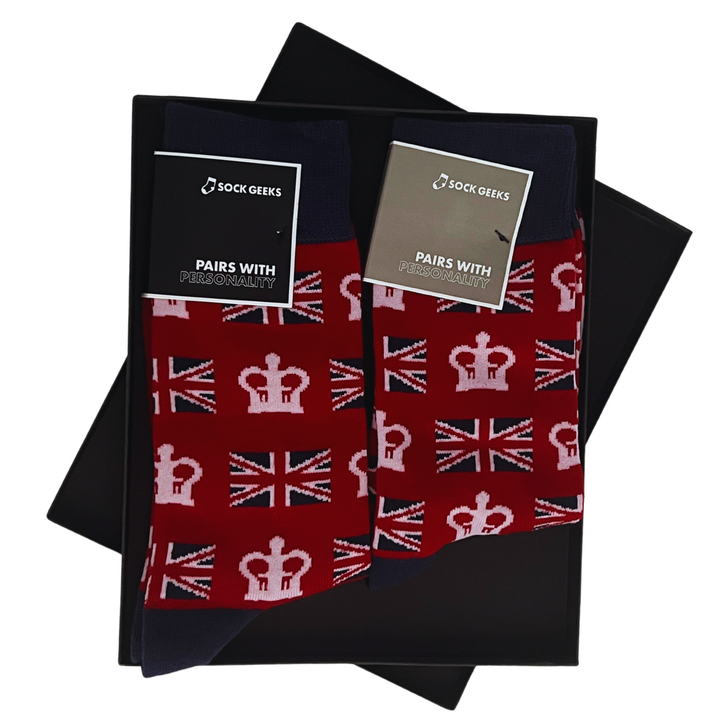 Luxury gift box | Organic cotton socks | Matching socks for couples | Royal crown socks | Union Jack socks | High-quality socks UK | Sock Geeks