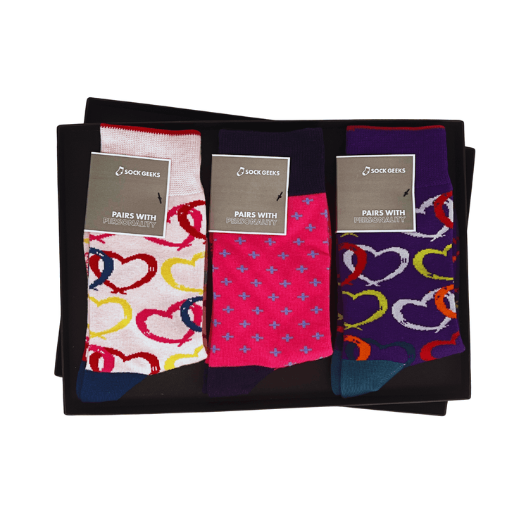 heart patterns socks | luxury gift box |bold vibrant socks | coloreful design | breathable cotton | comfortable ladie socks