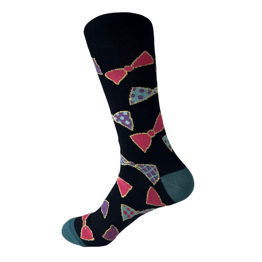 Black Bow Tie Socks | Playful Socks for Men | Men's Fashion Socks | Comfortable Men's Socks | High-Quality Socks for Men | Sock Geeks
