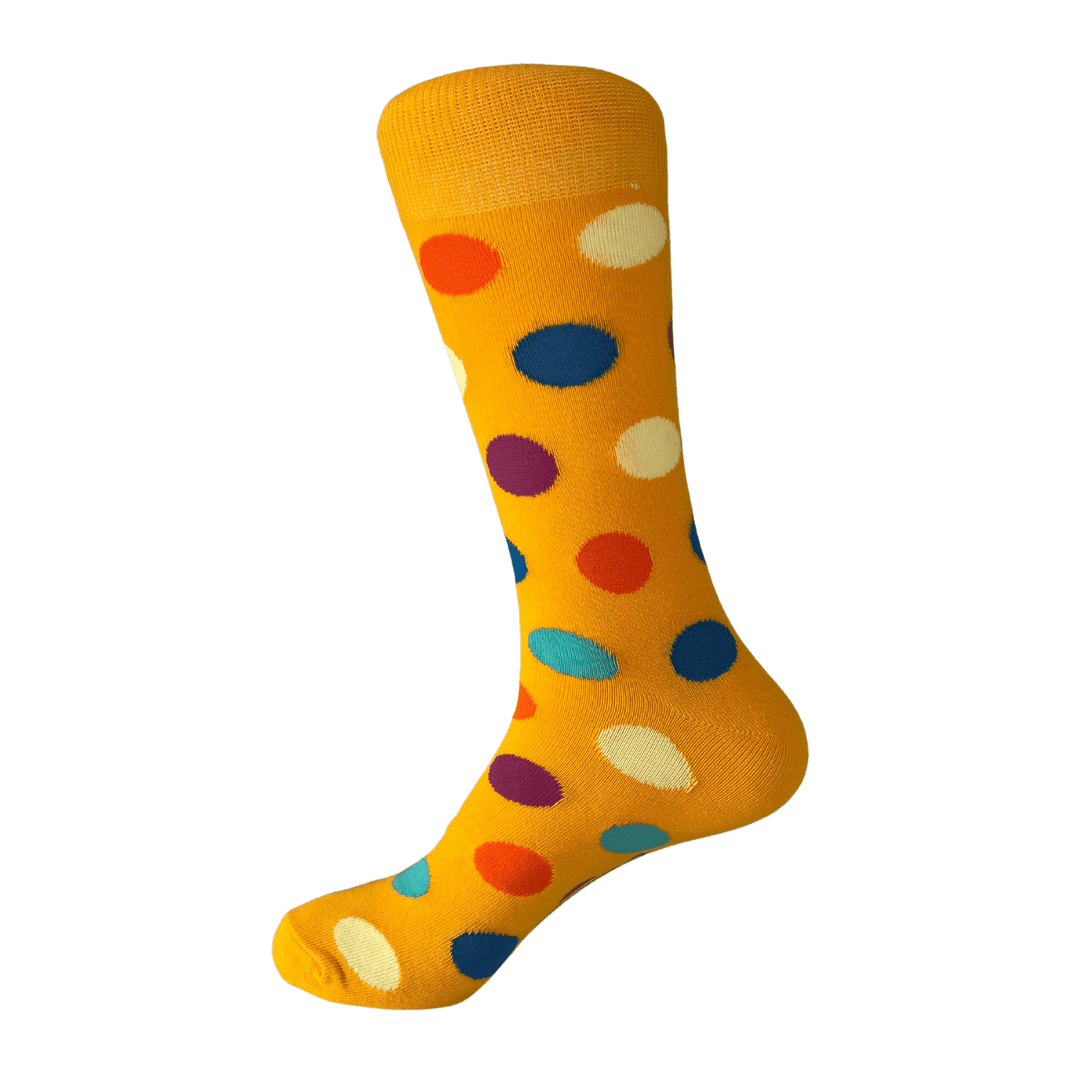 Yellow socks | Polka dot socks | Fun socks | Cheerful socks | Comfortable stylish socks | Party socks | Everyday flair socks