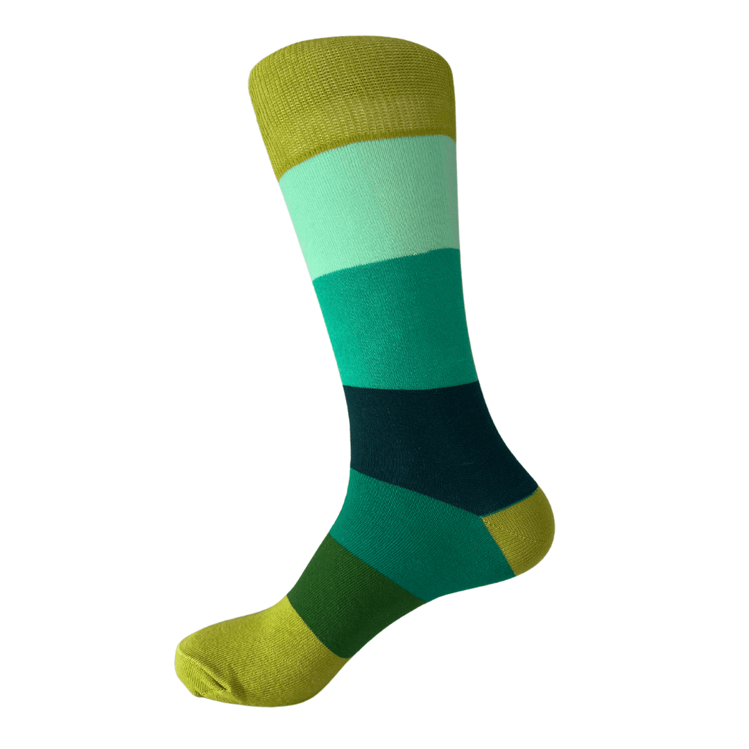 green gradient socks | lime and forest stripes | soft organic cotton | UK-crafted socks