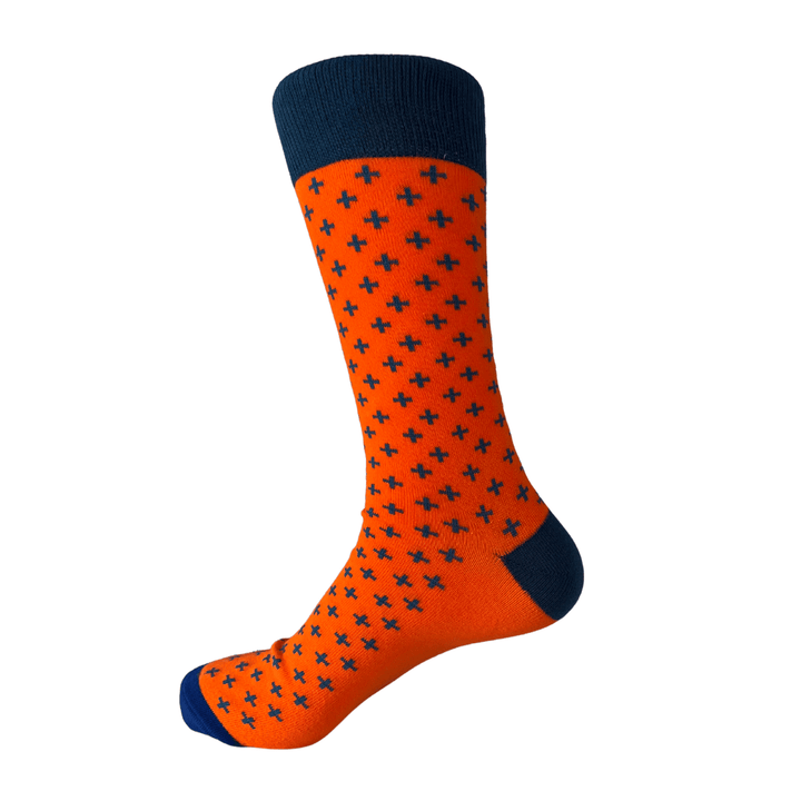 Orange socks | Crosses pattern socks | Fun socks | Playful socks | Sock Geeks