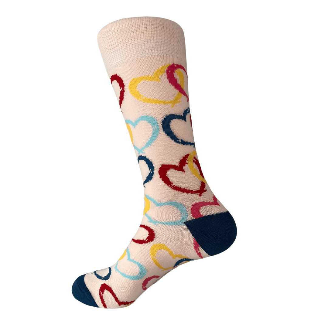 high-quality cotton socks | playful socks | multicolored heart socks | durable socks | comfortable socks | stylish socks | light pink socks