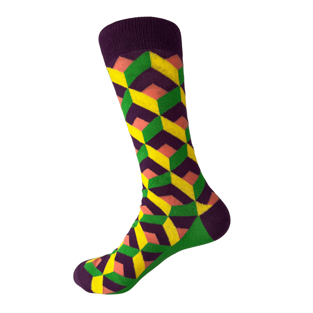 colorful puzzle socks | Sock Geeks | vibrant pattern hosiery | premium cotton quality | high gauge knitting | soft and breathable fit | durable and stylish 