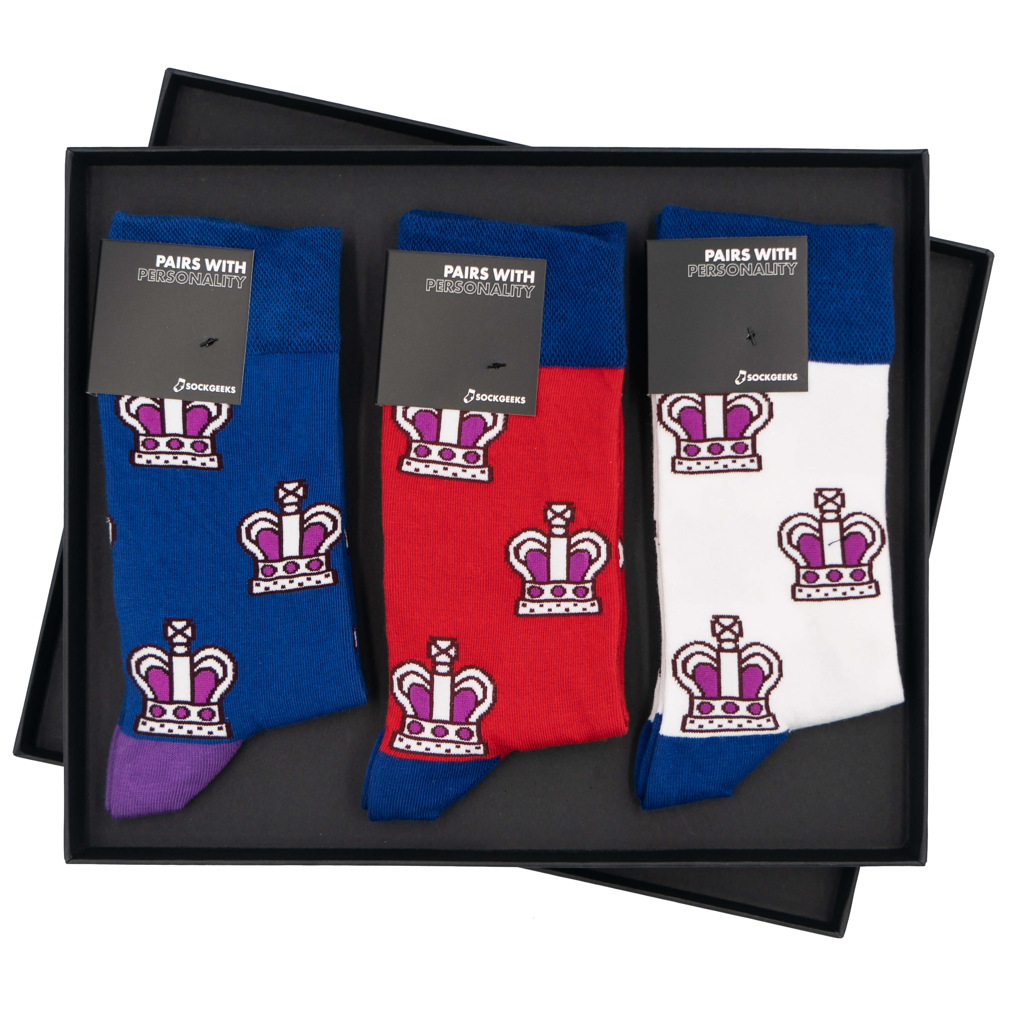 King Charles Coronation Socks 3 pairs Luxury Sock Gift Box Sock Geeks